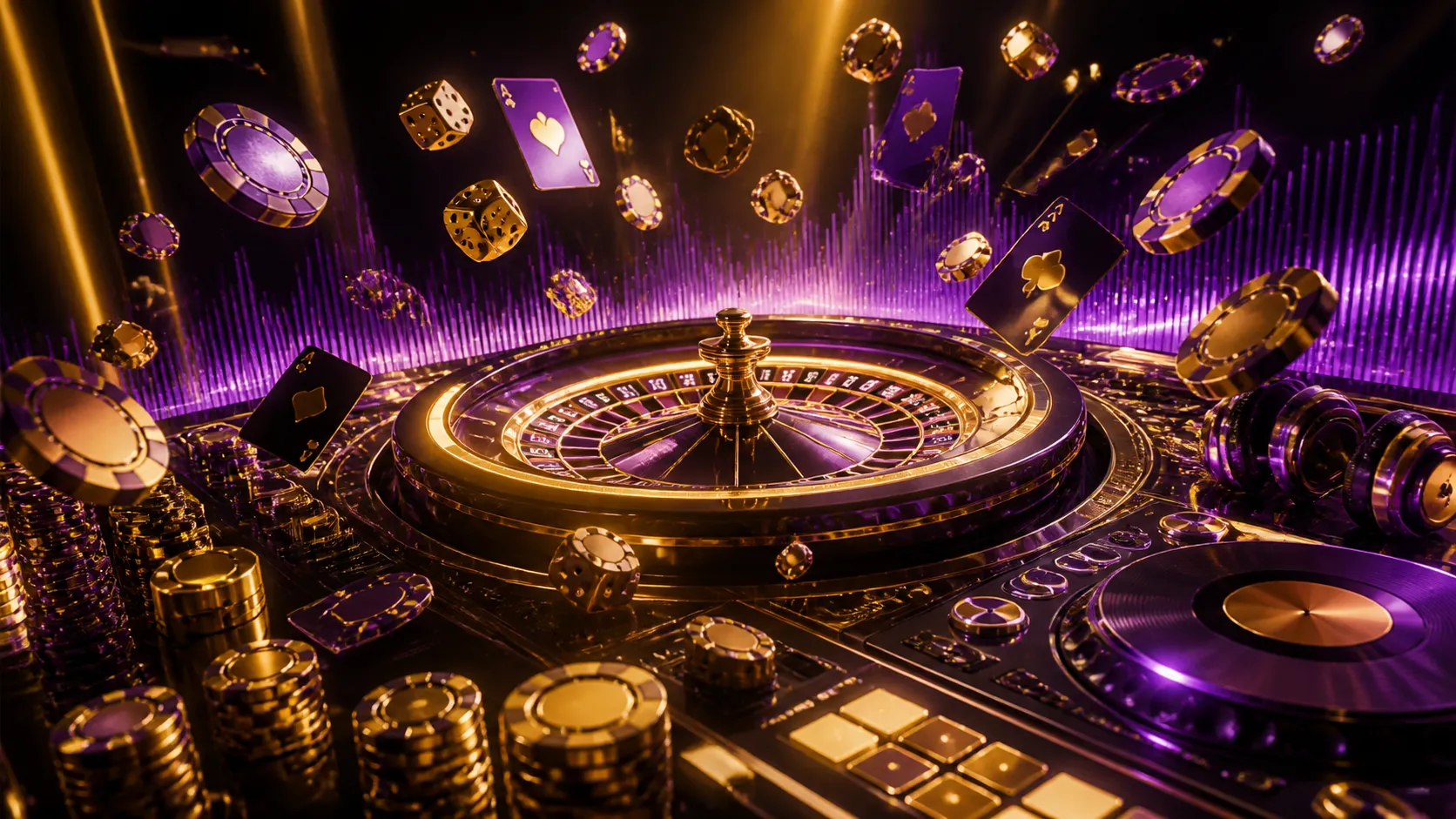 Cyberpunk-themed casino banner with neon lights and futuristic elements for Winbeatz.